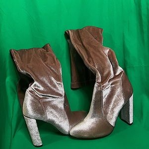 Blush pink and blue thigh high boots. Size 6 us Size 5 UK.